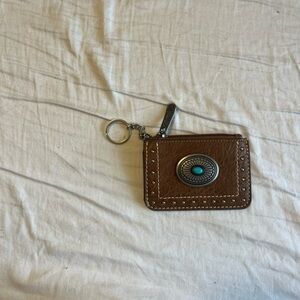 Western Brown Wallet with Silver and Turquoise Accent